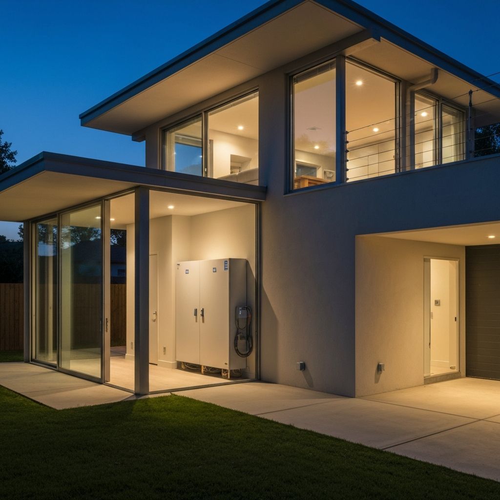 Modern home with energy battery system